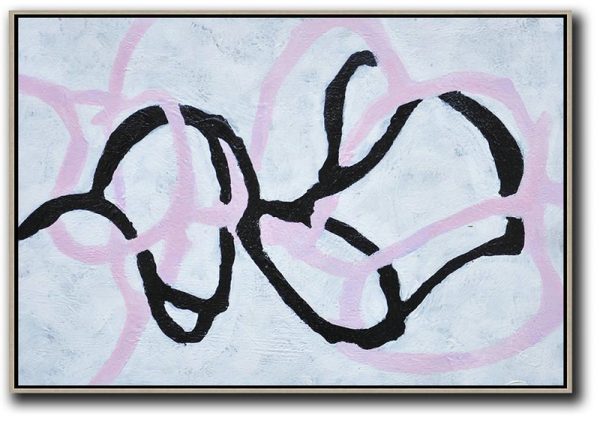 Large Abstract Art,Hand-Painted Oversized Horizontal Minimal Art On Canvas - Family Wall Decor