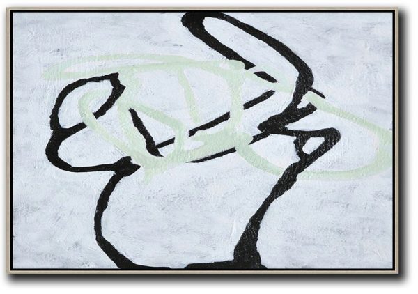 Extra Large Canvas Art,Hand-Painted Oversized Horizontal Minimal Art On Canvas - Lounge Wall Decor