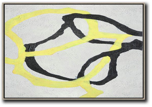 Hand Made Abstract Art,Hand-Painted Oversized Horizontal Minimal Art On Canvas - Contemporary Artwork
