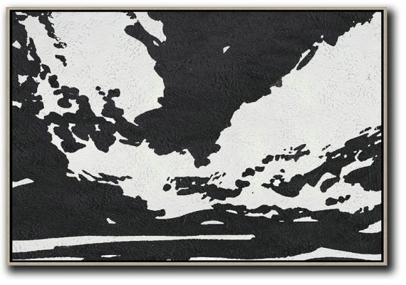 Hand Painted Abstract Art,Oversized Horizontal Minimal Art On Canvas - Modern Paintings On Canvas