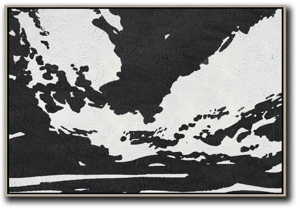 Hand Painted Abstract Art,Oversized Horizontal Minimal Art On Canvas - Modern Paintings On Canvas