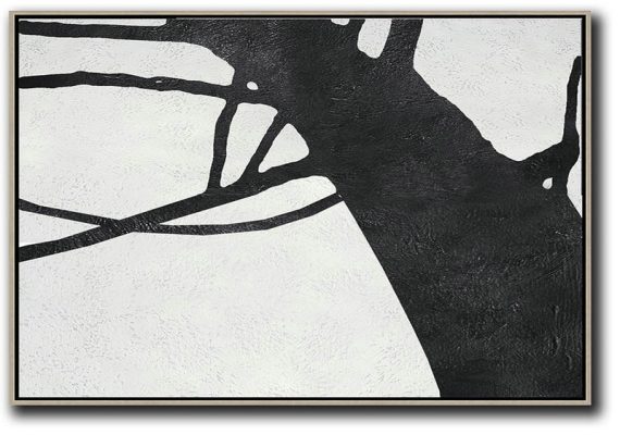 Large Contemporary Painting,Oversized Horizontal Minimal Art On Canvas - Living Room Wall Art