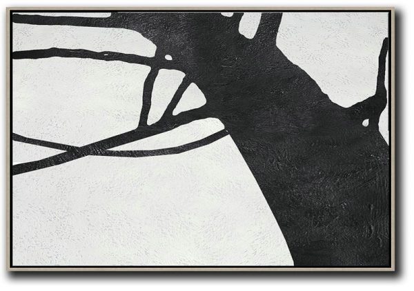 Large Contemporary Painting,Oversized Horizontal Minimal Art On Canvas - Living Room Wall Art
