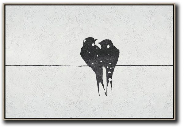 Hand-Painted Canvas Art,Oversized Horizontal Minimal Art On Canvas - Living Room Canvas Art