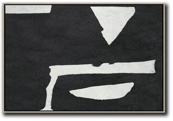 Extra Large Artwork,Hand Painted Oversized Horizontal Minimal Art On Canvas, Black And White Minimalist Painting - Large Abstract Wall Art