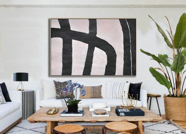 Large Abstract Art,Hand-Painted Oversized Horizontal Minimal Art On Canvas - Contemporary Canvas Paintings - Image 2