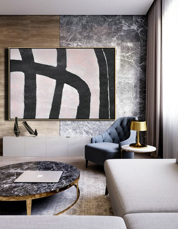 Large Abstract Art,Hand-Painted Oversized Horizontal Minimal Art On Canvas - Contemporary Canvas Paintings - Image 7
