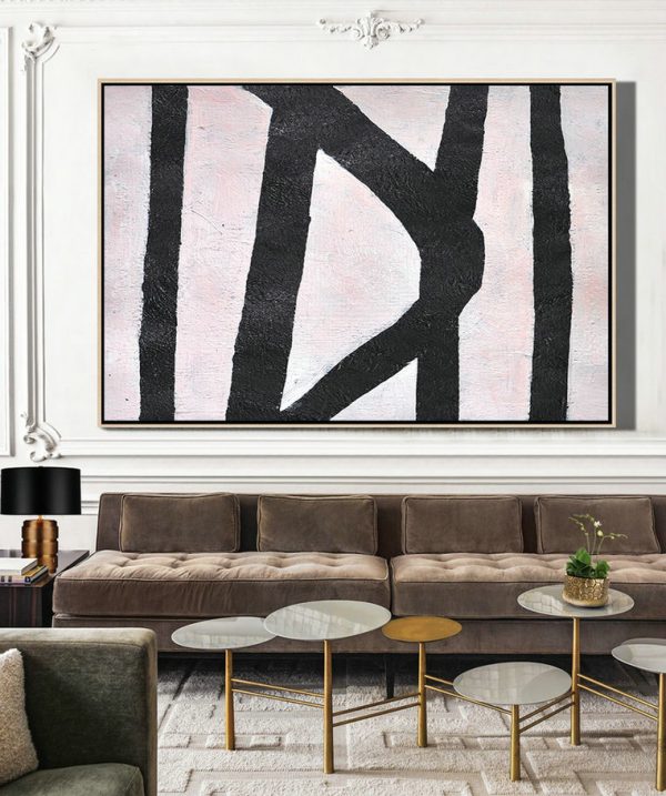 Large Abstract Art Handmade Oil Painting,Hand-Painted Oversized Horizontal Minimal Art On Canvas - Abstract Artwork Online - Image 3
