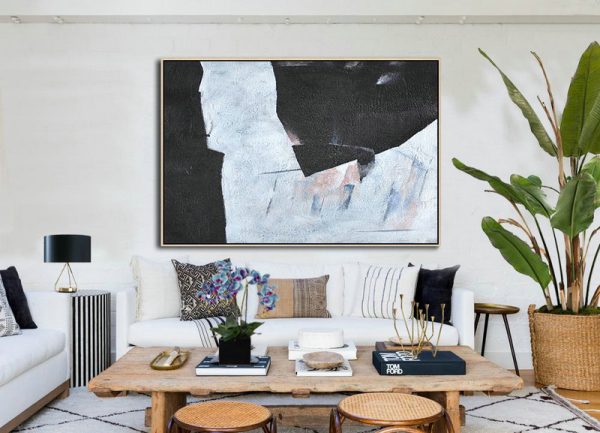 Original Extra Large Wall Art,Hand-Painted Oversized Horizontal Minimal Art On Canvas - Abstract Painting For Home - Image 2