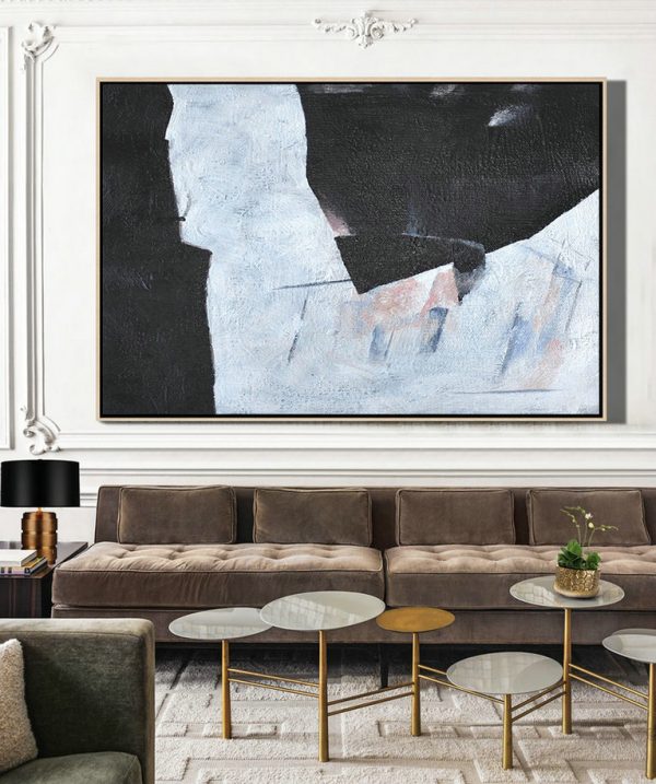 Original Extra Large Wall Art,Hand-Painted Oversized Horizontal Minimal Art On Canvas - Abstract Painting For Home - Image 3