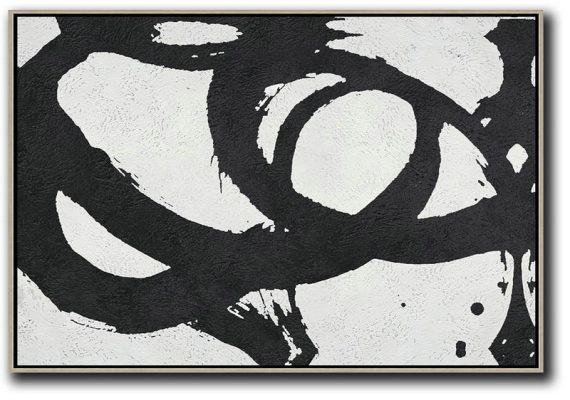 Modern Art Oil Painting,Oversized Horizontal Minimal Art On Canvas - Home Decor Canvas
