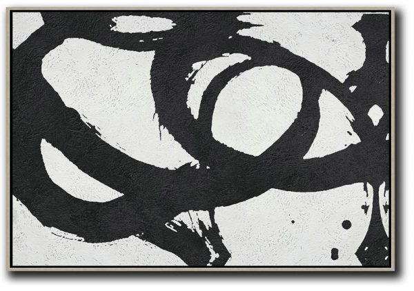 Modern Art Oil Painting,Oversized Horizontal Minimal Art On Canvas - Home Decor Canvas