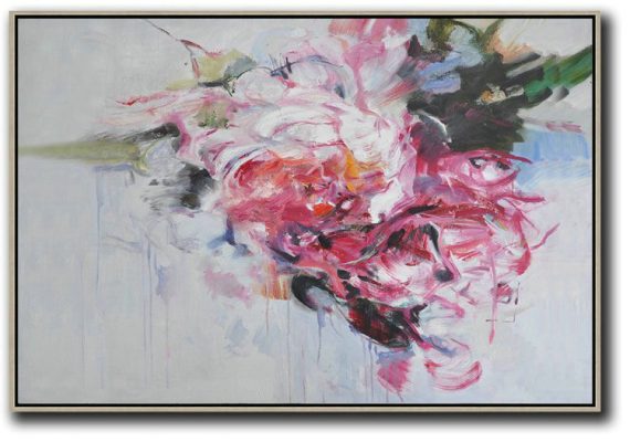 Handmade Large Painting,Panoramic Abstract Landscape Painting,Modern Living Room Decor