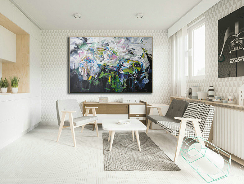 Original Painting Hand Made Large Abstract Art,Horizontal Abstract Landscape Oil Painting On Canvas,Abstract Oil Painting - Image 8