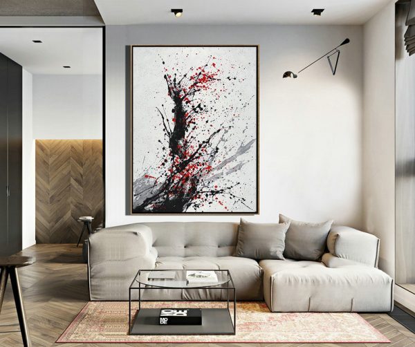 Large Abstract Art,Hand-Painted Black - Large Abstract Art Handmade Acrylic Painting - Image 4