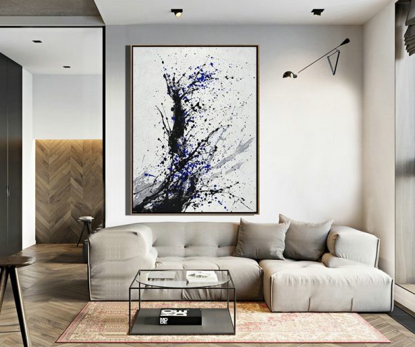 Large Abstract Art Handmade Oil Painting,Hand-Painted Black - Original Abstract Painting Canvas Art - Image 4