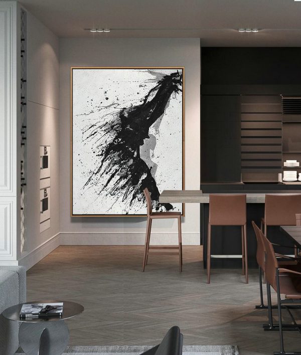 Handmade Large Contemporary Art,Hand-Painted Black - Hand Painted Aclylic Painting On Canvas - Image 3