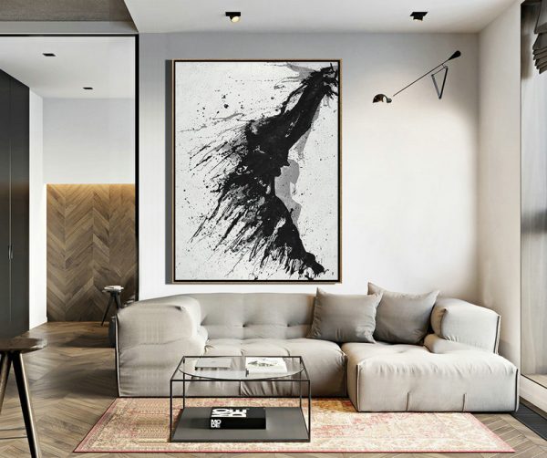 Handmade Large Contemporary Art,Hand-Painted Black - Hand Painted Aclylic Painting On Canvas - Image 5