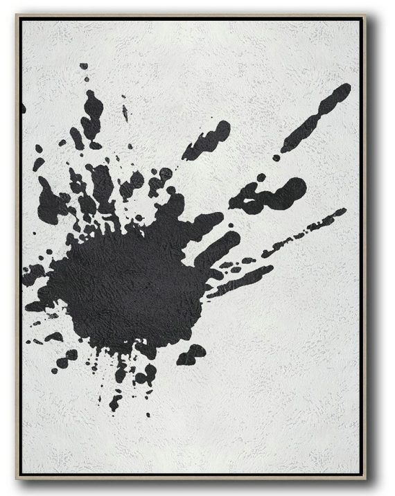 Art Work,Black And White Minimalist Painting On Canvas - Abstract Painting Modern Art