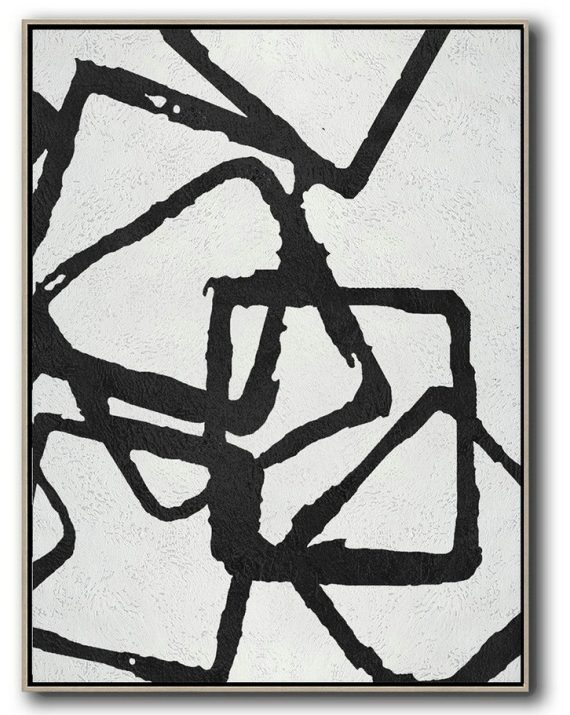 Canvas Artwork For Sale,Black And White Minimalist Painting On Canvas - Unique Canvas Art