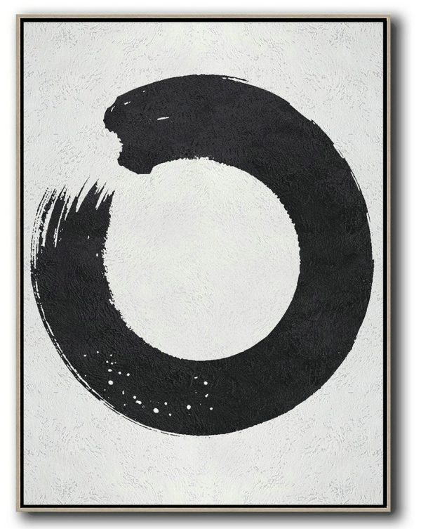 Large Abstract Wall Art,Black And White Minimalist Painting On Canvas - Hand Painted Acrylic Painting