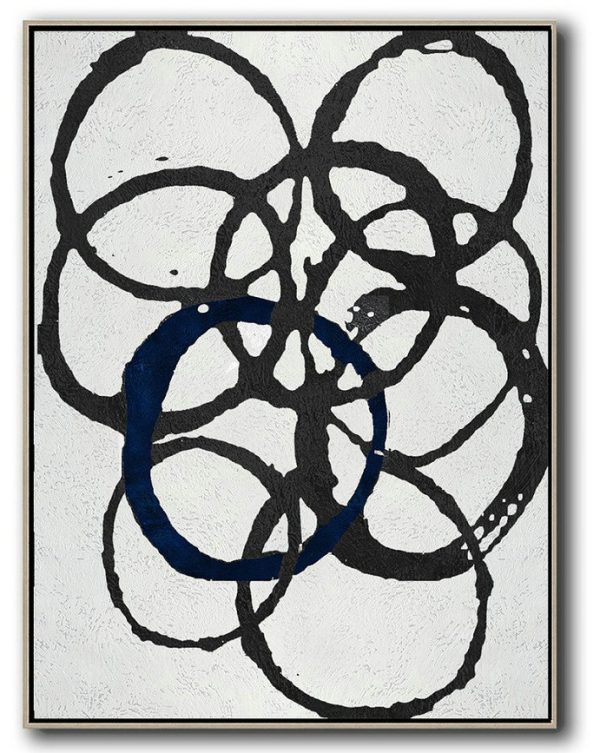 Size Extra Large Abstract Art,Black And White Geometric Art Minimal Painting On Canvas - Giant Canvas Wall Art