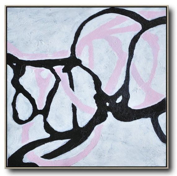 Handmade Large Contemporary Art,Hand-Painted Oversized Minimal Painting On Canvas - Living Room Canvas Art