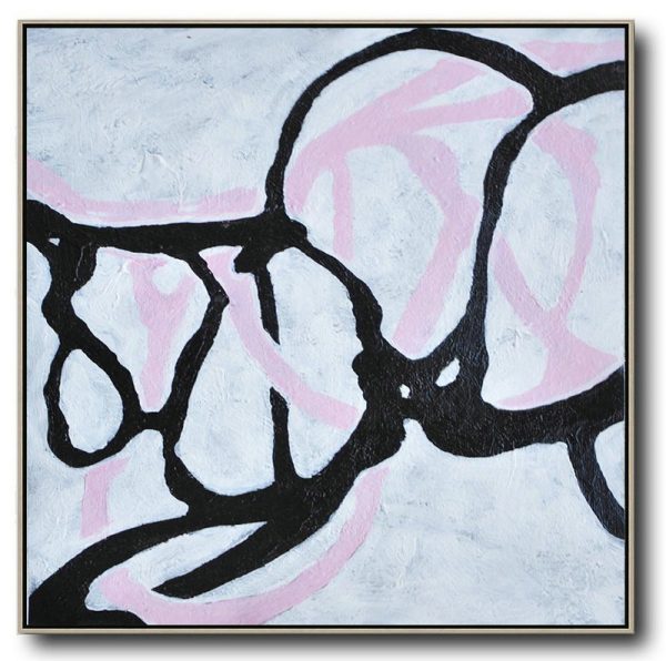 Handmade Large Contemporary Art,Hand-Painted Oversized Minimal Painting On Canvas - Living Room Canvas Art
