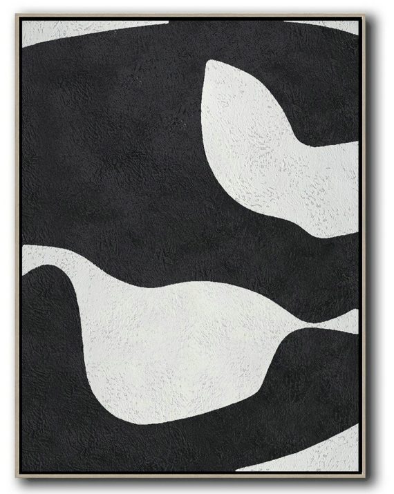 Wall Art Painting,Black And White Minimal Painting On Canvas - Oversized Canvas Art