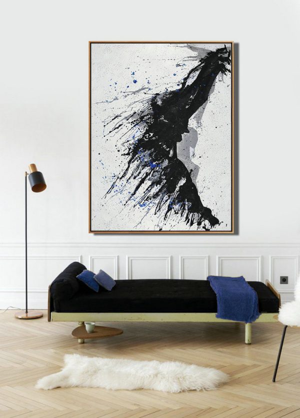 Large Abstract Painting,Hand-Painted Black And White Minimal Painting On Canvas - Big Art Canvas - Image 3