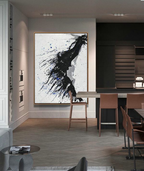 Large Abstract Painting,Hand-Painted Black And White Minimal Painting On Canvas - Big Art Canvas - Image 6