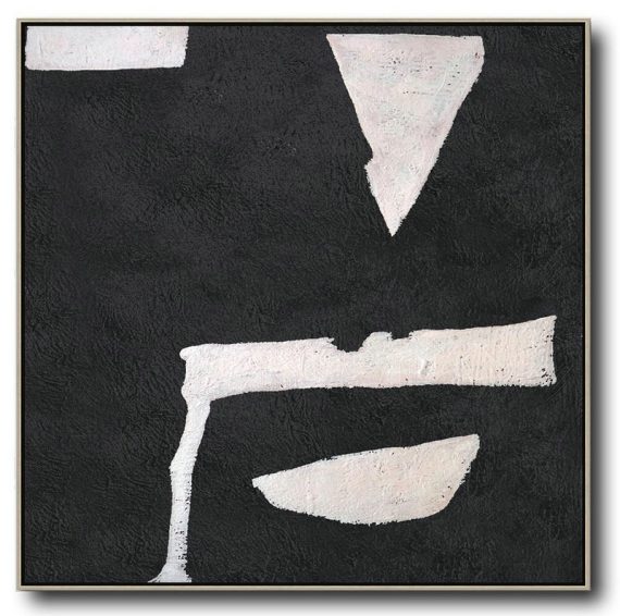 Hand Painted Extra Large Abstract Painting,Hand-Painted Oversized Minimal Black And White Painting - Acrylic Painting Large Wall Art