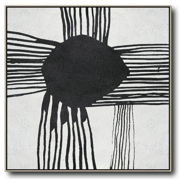 Huge Canvas Art On Canvas,Oversized Minimal Black And White Painting - Big Art Canvas