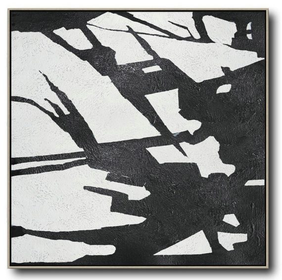 Extra Large Textured Painting On Canvas,Oversized Minimal Black And White Painting - Huge Abstract Canvas Art