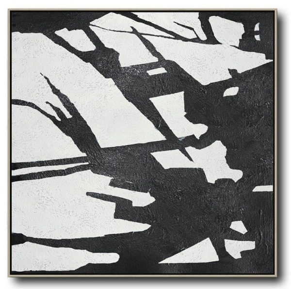 Extra Large Textured Painting On Canvas,Oversized Minimal Black And White Painting - Huge Abstract Canvas Art