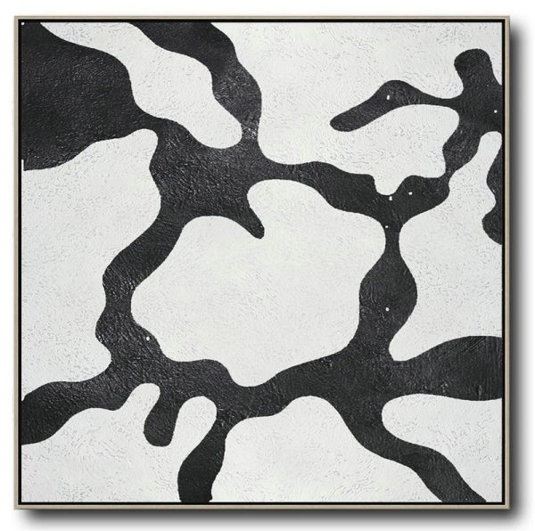 Oversized Canvas Art On Canvas,Oversized Minimal Black And White Painting - Acrylic Painting Large Wall Art