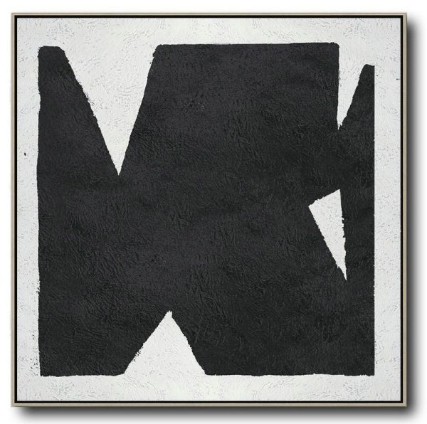 Handmade Painting Large Abstract Art,Oversized Minimal Black And White Painting - Large Wall Canvas