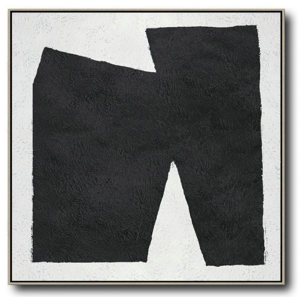 Large Modern Abstract Painting,Oversized Minimal Black And White Painting - Huge Canvas Art On Canvas