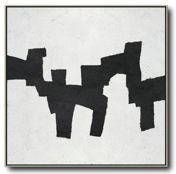 Huge Abstract Painting On Canvas,Oversized Minimal Black And White Painting - Large Paintings For Living Room