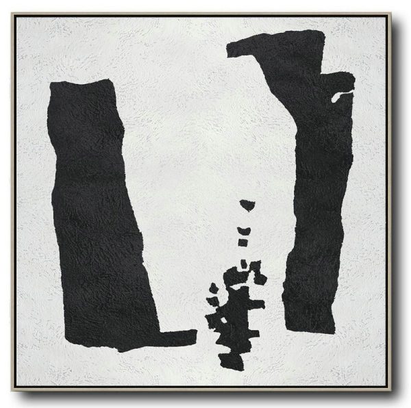 Handmade Large Contemporary Art,Oversized Minimal Black And White Painting - Acrylic Painting On Canvas