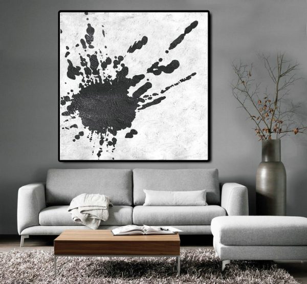 Extra Large Painting,Oversized Minimal Black And White Painting - Hand Painted Acrylic Painting - Image 2
