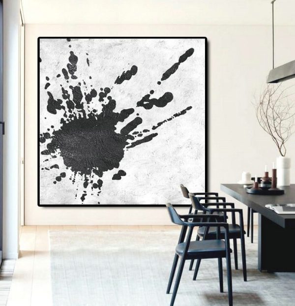 Extra Large Painting,Oversized Minimal Black And White Painting - Hand Painted Acrylic Painting - Image 3