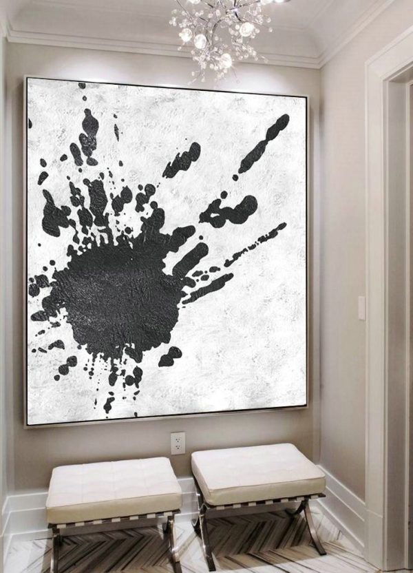 Extra Large Painting,Oversized Minimal Black And White Painting - Hand Painted Acrylic Painting - Image 4