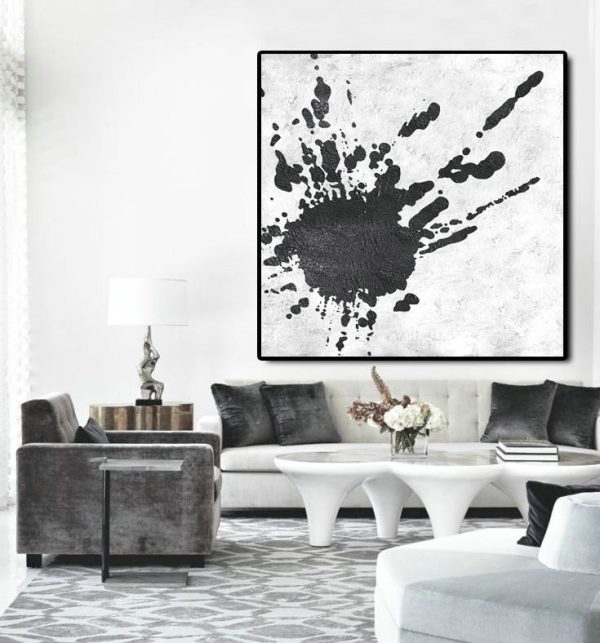 Extra Large Painting,Oversized Minimal Black And White Painting - Hand Painted Acrylic Painting - Image 5