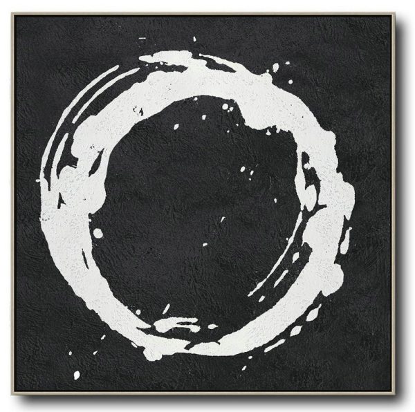Hand Made Abstract Art,Oversized Minimal Black And White Painting - Unique Canvas Art