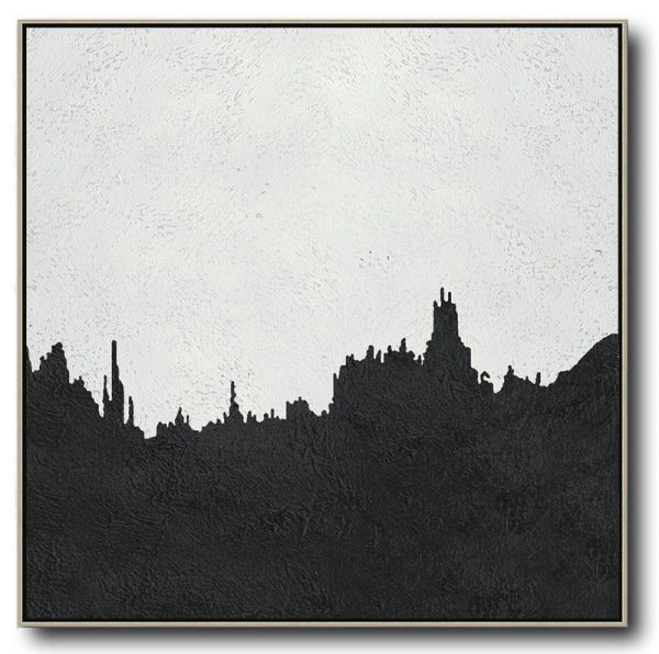 Original Artwork Extra Large Abstract Painting,Oversized Minimal Black And White Painting - Living Room Canvas Art