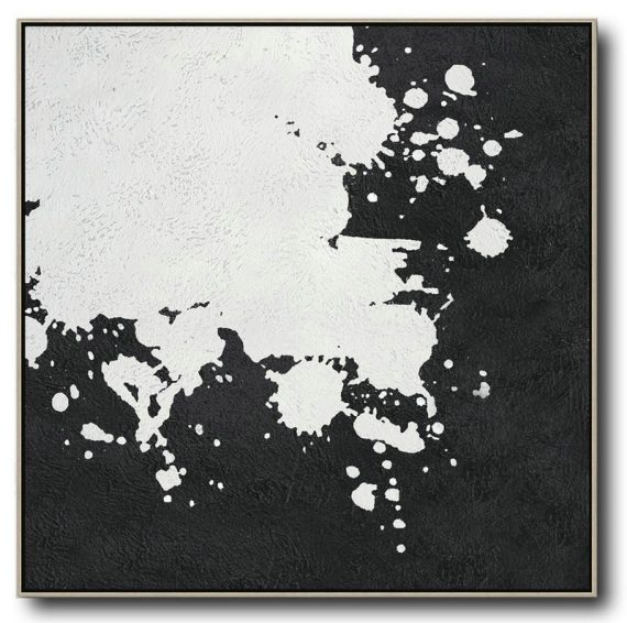 Original Abstract Painting Extra Large Canvas Art,Oversized Minimal Black And White Painting - Acrylic Painting Large Wall Art