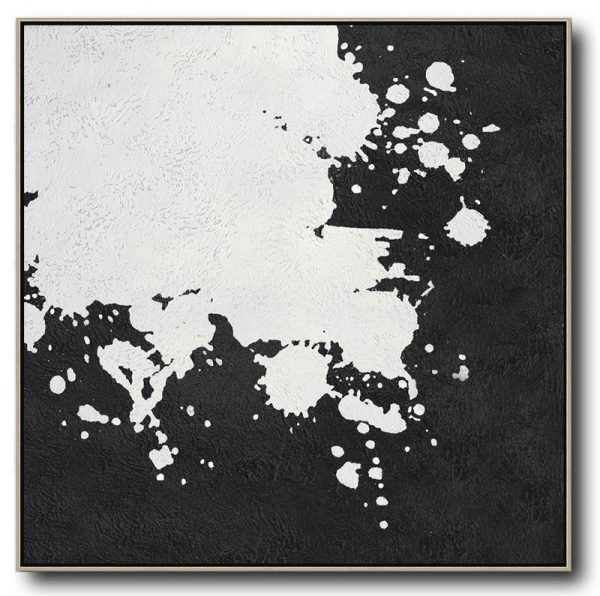 Original Abstract Painting Extra Large Canvas Art,Oversized Minimal Black And White Painting - Acrylic Painting Large Wall Art