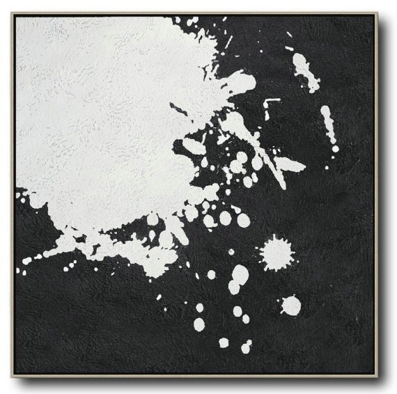 Handmade Extra Large Contemporary Painting,Oversized Minimal Black And White Painting - Abstract Painting On Canvas