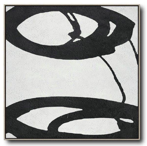 Large Abstract Art Handmade Oil Painting,Oversized Minimal Black And White Painting - Abstract Painting Modern Art